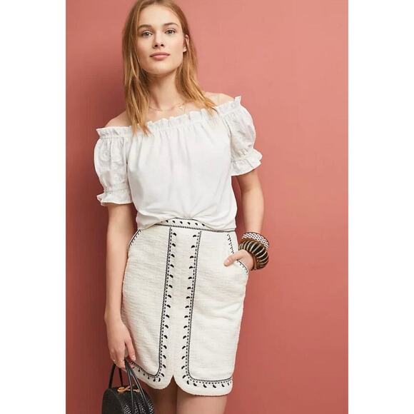Anthropologie X Dolan Left Coast Tulley Textured Cream Mini Skirt Size XS NEW - Picture 1 of 11